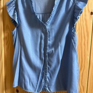 Blue Ruffled Women's Top